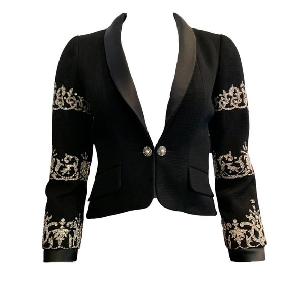 Chanel Black 2006 Rhinestone Embellished Blazer